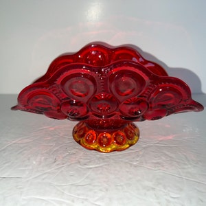Vintage L E Smith Amberina Moon and Stars Glass Banana Boat