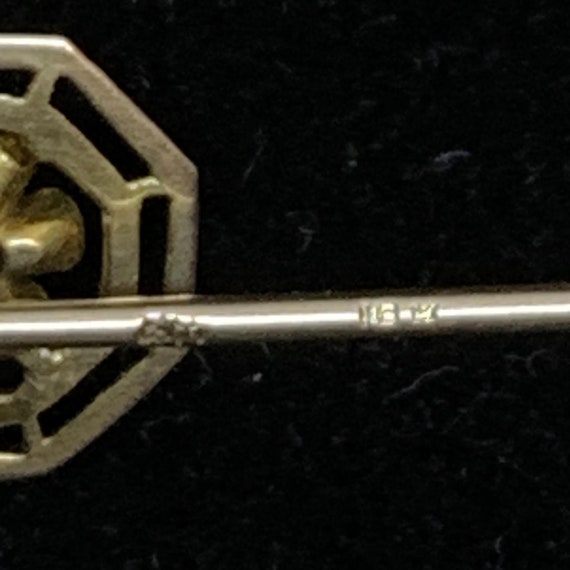 Vintage 10K Yellow Gold Floral Stick Pin With Pin… - image 9