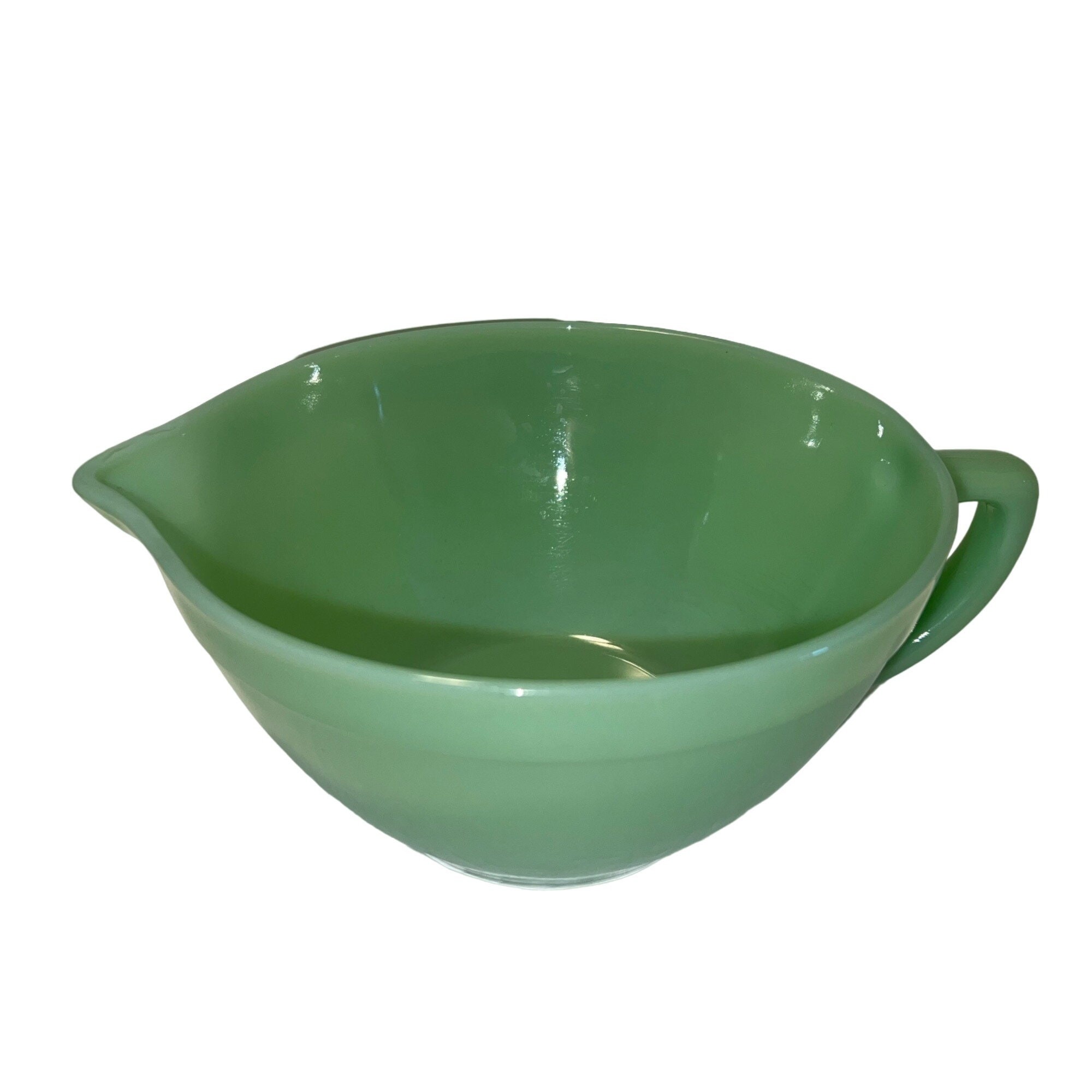 食器 Fire King 15oz Bowl Jadeite RW Vintage Fire King Jadeite Oven Ware Mixing Bowl W/handle and Pour
