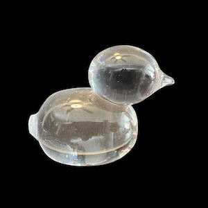 Vintage Handcrafted Clear Glass Duck Paperweight