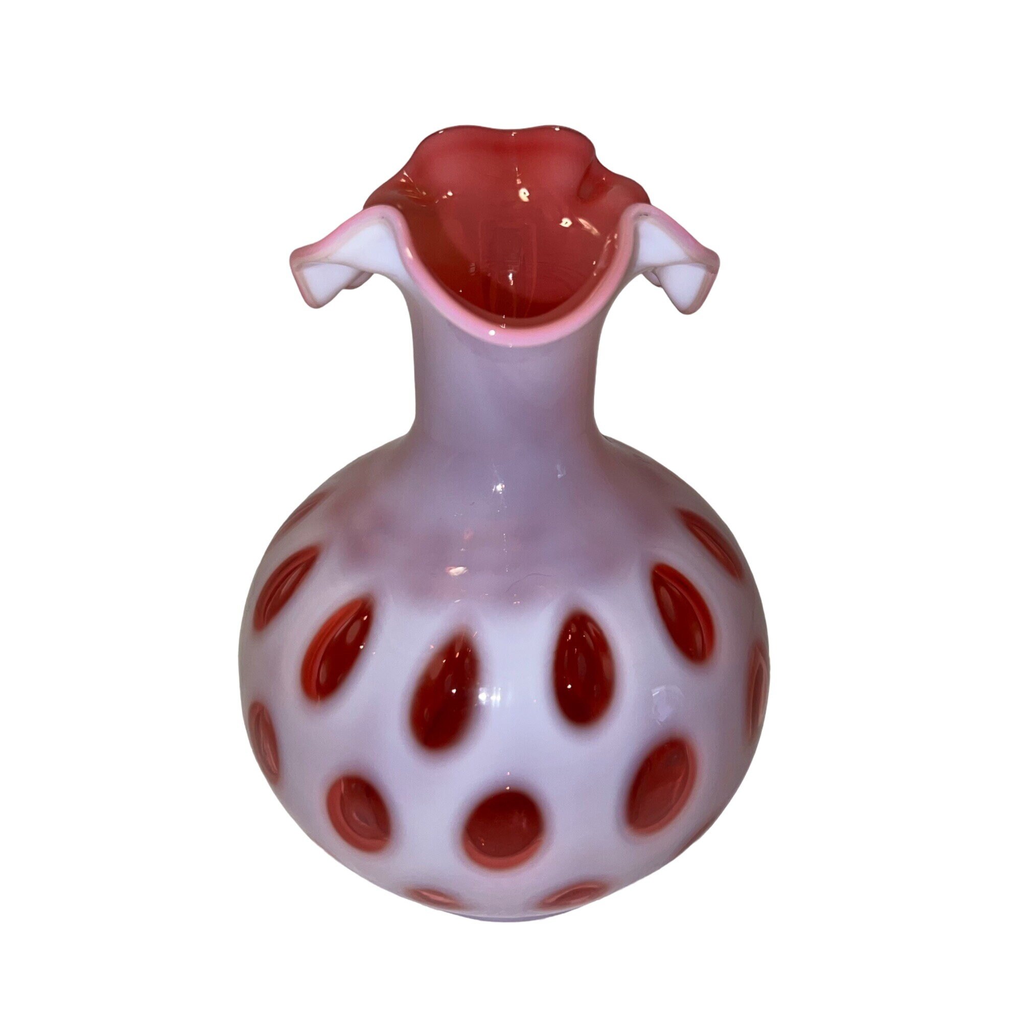 ヴィンテージ フェントン クランベリー コイン ドット ガラス