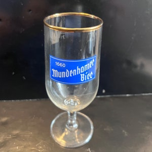 Vintage Mundenhamer Bier 1660 Clear Stemmed Beer Glass .2 L