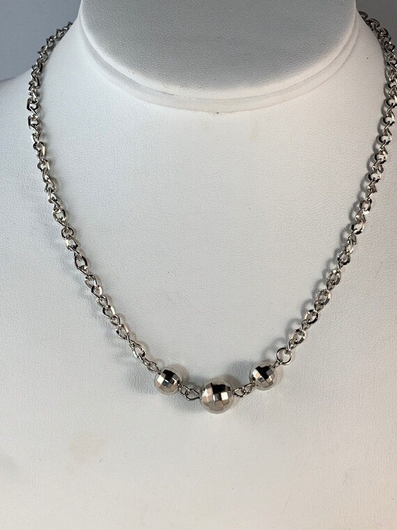 Silver Tone Choker Style Necklace With 3 Silver T… - image 2