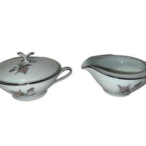 Vintage Noritake Margot Sugar Bowl with Lid and Creamer