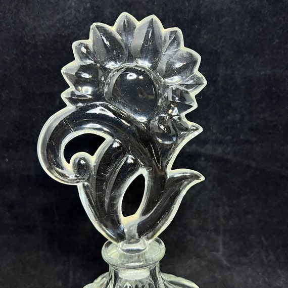 Vintage Clear Glass Perfume Bottle With Floral St… - image 1