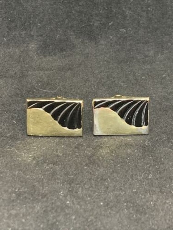 Vintage Foster Gold Tone And Black Cufflinks (1787
