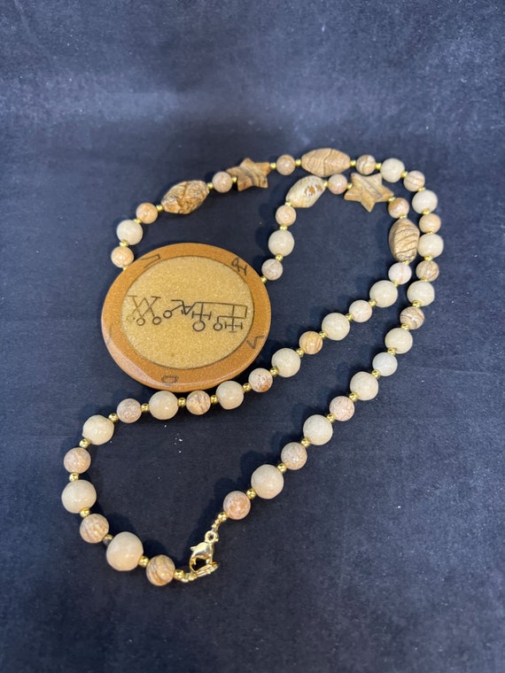 Vintage Lee Sands Gold Tone Jasper Necklace With … - image 7
