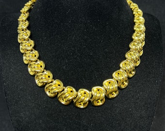 Vintage Anne Klein Chunky Knot Gold Ton Halskette 17 Zoll (4220)