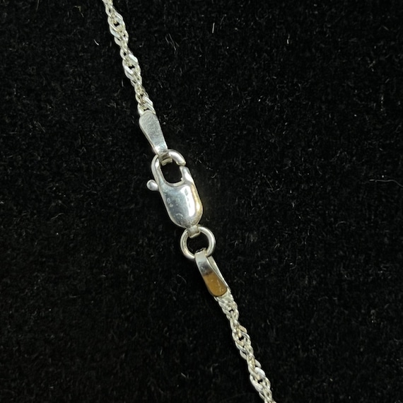 Silver Tone Spiral Helix Twist Curb Chain Necklace W/… Gem