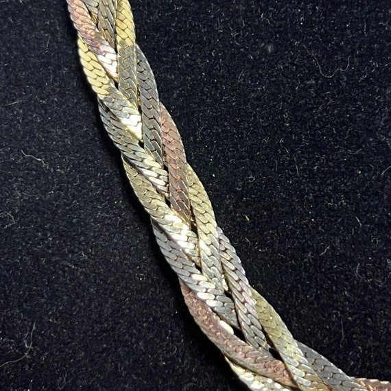 Vintage Gold Tone & Silver Tone Braided Necklace … - image 3