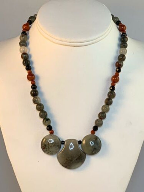 Hand Made 18 To 20 Inch Gray & Orange Jasper And B