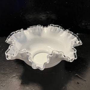 Vintage Fenton Silvercrest Ruffled & Crimped Glass Bowl