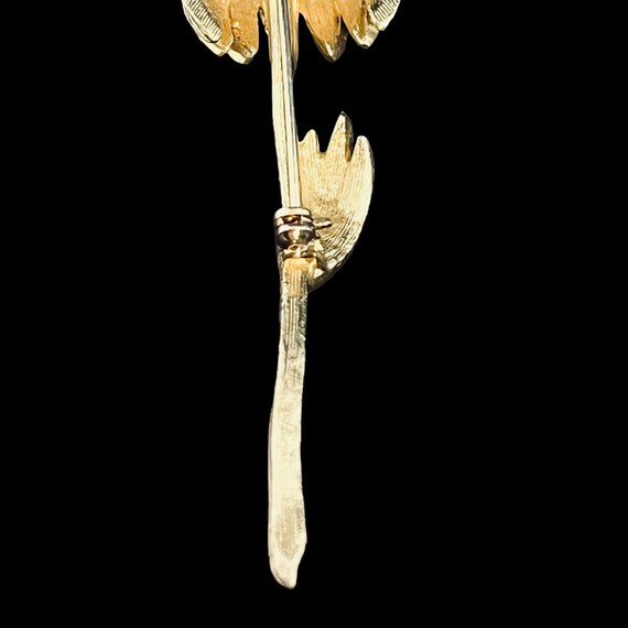 Vintage Gold Tone Long Stem Flower Brooch (5007) - image 9