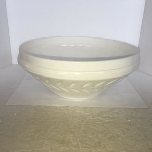 Vintage Milk Glass Compote Heavy Fruit Bowl With Leaf Pattern