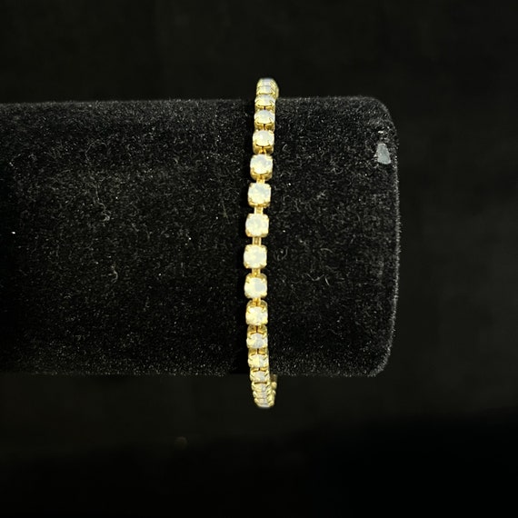 Vintage Gold Tone Opaque Rhinestone Tennis Bracele