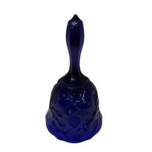 Vintage Fenton Cobalt Blue Glass Bell With Strawberry Pattern