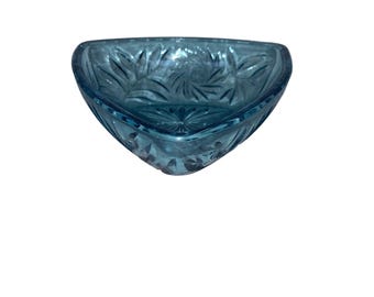 Vintage Hazel Atlas Triangle Colonial Blue Pinwheel Candy Dish