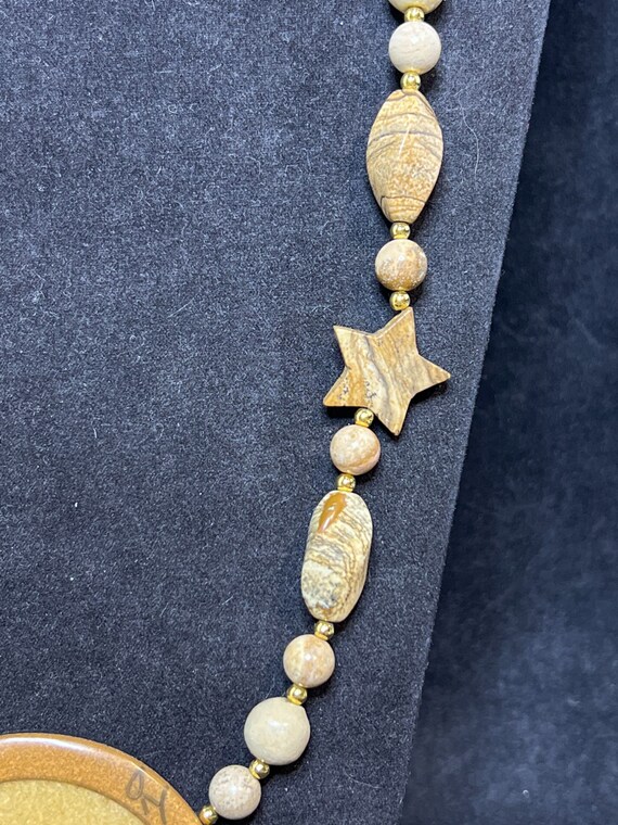 Vintage Lee Sands Gold Tone Jasper Necklace With … - image 5