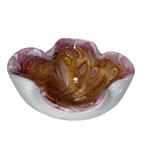 Vintage Murano? Pink, Orange & Brown Cased Pinched Bowl