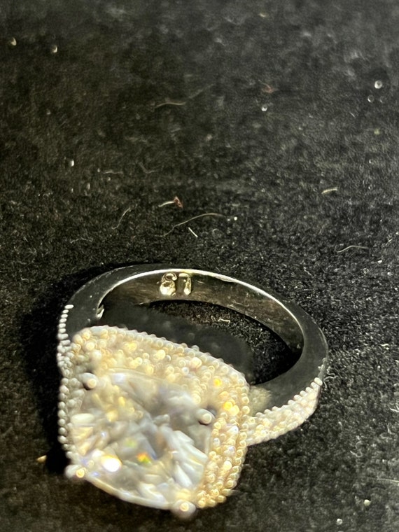 Silver Tone Statement Ring With Clear Square Glas… - image 8