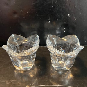 Vintage Pair of Clear Tulip Shaped Candlestick Holders