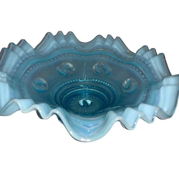 vintage Jefferson Glass Astro Blue Opalescent Glass Bowl