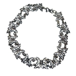 Sterling Silver Butterfly Link Bracelet With Hook Clasp (5796)