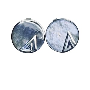 Vintage Mens Swank Silver Tone & Iridescent Cufflinks (5573)