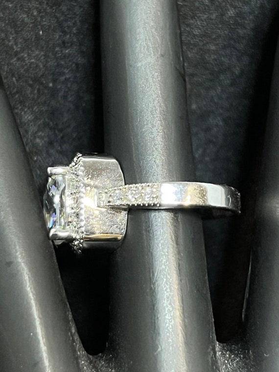 Silver Tone Statement Ring With Clear Square Glas… - image 6