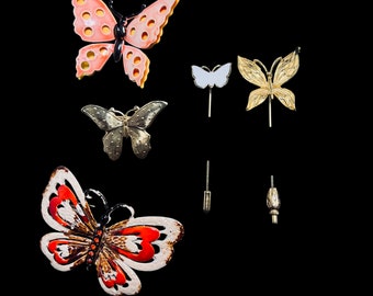 Lot Of 5 Gold Tone And Enamel Butterfly Brooches/Pins (5166)