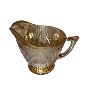 Vintage Jeanette Glass Iris and Herringbone Marigold Creamer