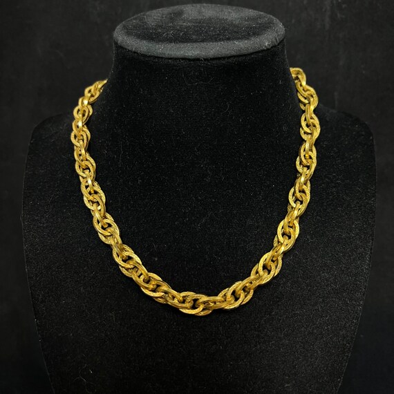 Vintage Chunky Gold Tone Rope Chain Necklace (292… - image 1