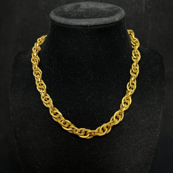 Vintage Chunky Gold Tone Rope Chain Necklace (292… - image 1