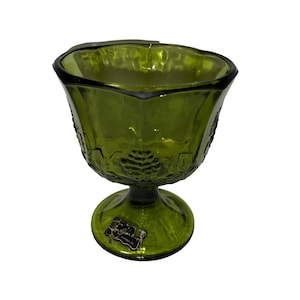 Vintage Indiana Glass Green Harvest Grape Goblet