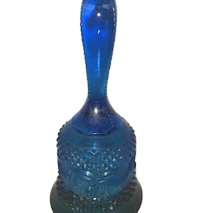 Vintage Aqua Blue Glass Ribbon Pattern Bell
