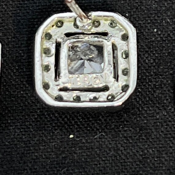 Square Silver Tone CZ Pierced Earrings Signed IBB… - image 5