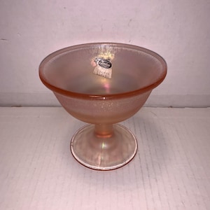 Vintage 75th Anniversary Edition Fenton Iridescent Pink Carnival Glass Large Sherbet 4 1/2&quot; w/Tag