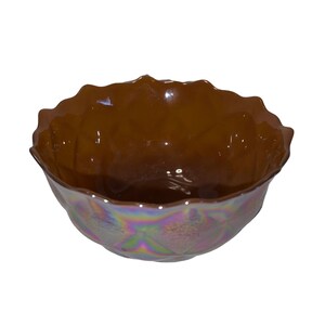 Vintage Marigold Carnival Diamond/Quilt Pattern Glass Bowl
