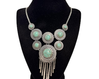 Collana a bavaglino Lucky Brand color argento e finta turchese (6345)