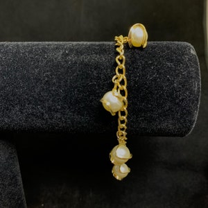 Vintage Gold Tone Faux Pearl Bracelet 7&quot;( 2249)