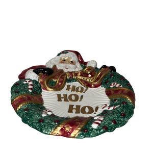 Fitz & Floyd Essentials Santa &quot;Ho! Ho! Ho!&quot; Christmas Canape Wreath Plate