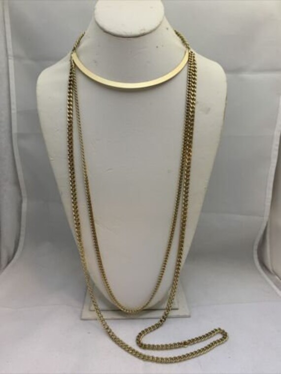 Claire's Long Gold-tone Curved Bar Necklace (1929) - Etsy Canada