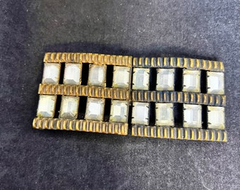 boucle de ceinture vintage en strass doré (3446)