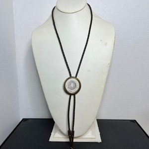 Vintage Gold Tone Livingston County 1912 - 1962 Bolo Tie  (3149)