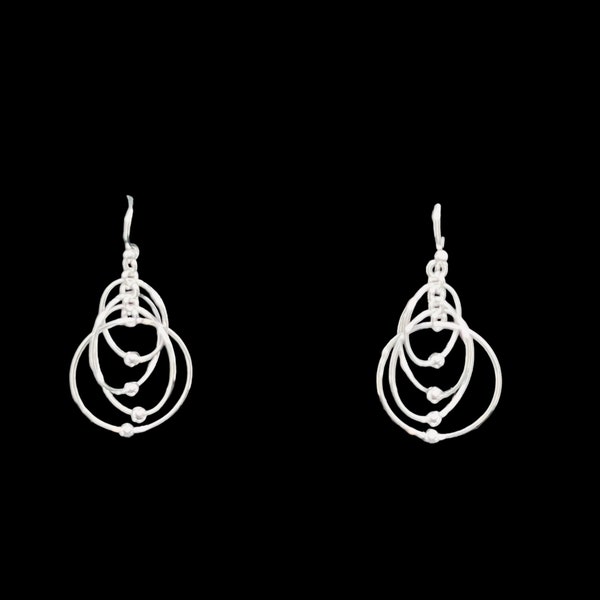 IBB Sterling Silver Intertwined Circle Dangling Pierced Earrings (4644)