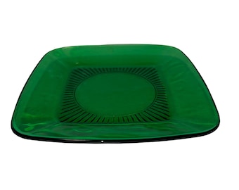 Vintage Anchor Hocking Charm Forest Green Luncheon Plate