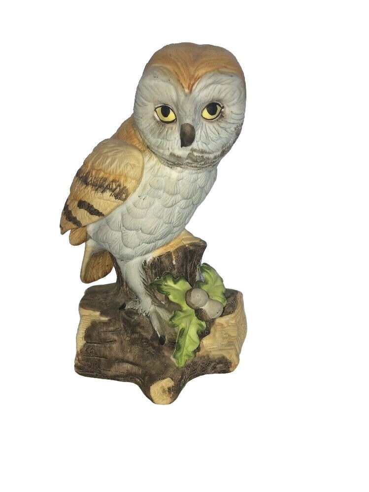 Vintage Ceramic Owl On A Log 7 1/2&rdquo;