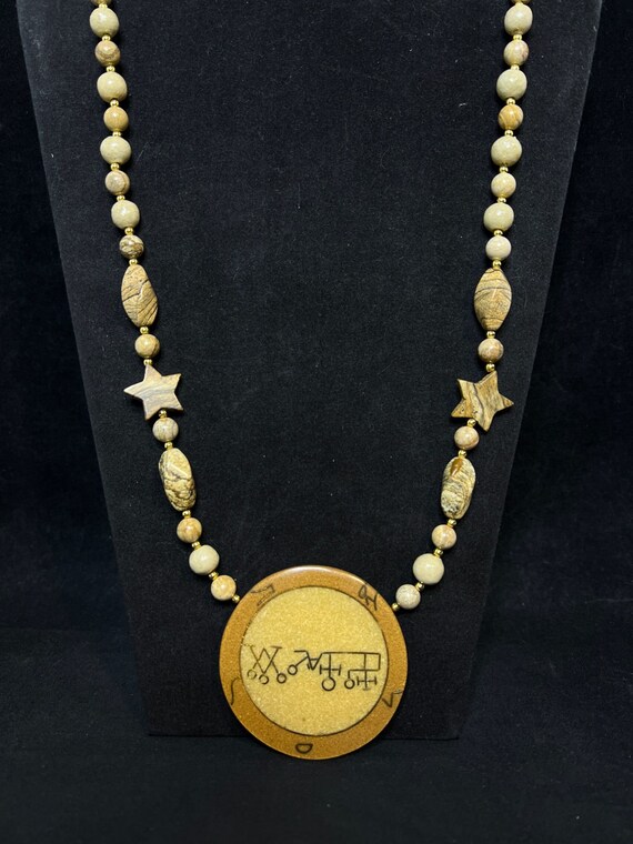 Vintage Lee Sands Gold Tone Jasper Necklace With … - image 2