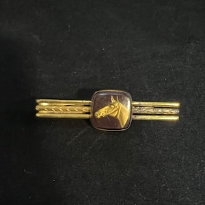 Vintage Hickok Gold Tone Western Horse Head Tie Bar (2874)