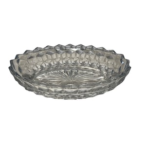 Cuenco ovalado para verduras vintage Fostoria de vidrio transparente americano